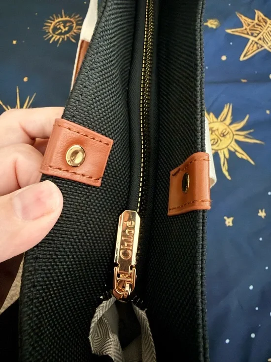 New large Black Canvas Tote with Contrast Straps - Picture 4 of 6